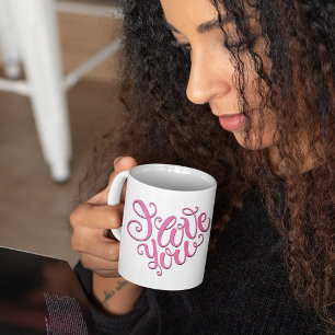 Pink I Love You Coffee Mug