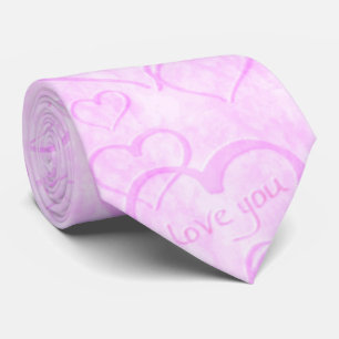 Pink I Love You Men's Tie