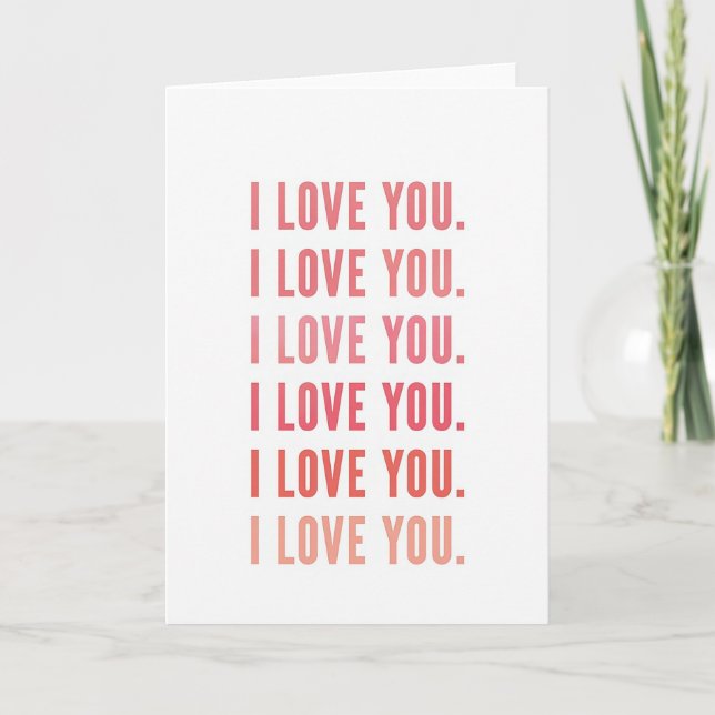 Pink I Love You Message Card (Front)
