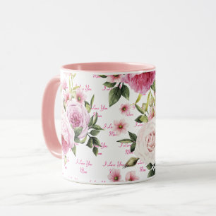 Pink I Love You Mom Mug