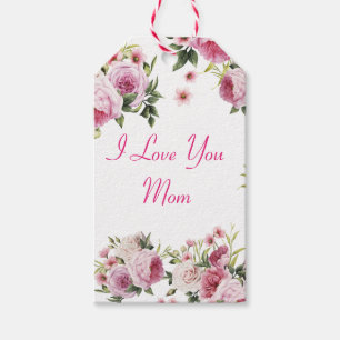 Pink I Love You Mum Gift Tags
