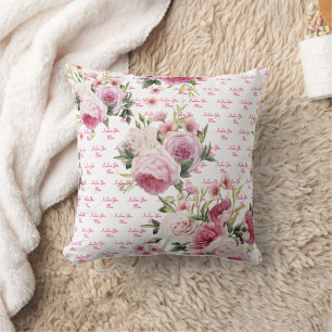 Pink I Love You Mum Throw Pillow