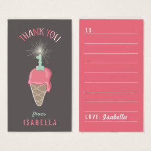 Pink Ice Cream 1st Birthday Thank You DIY Gift Tag