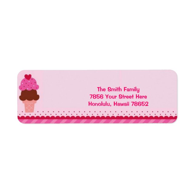 Pink Ice Cream Address Label (Front)