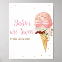Pink Ice Cream Baby Shower Babies are Sweet