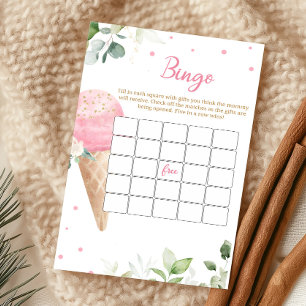 Pink Ice Cream Baby Shower Bingo Game