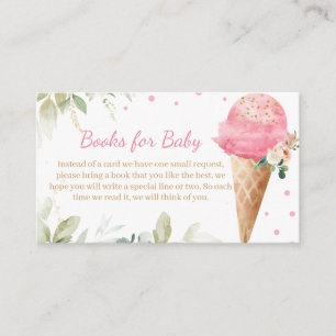 Pink Ice Cream Baby Shower Books for Baby Enclosure Card