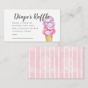 Pink Ice Cream Baby Shower Diaper Raffle Ticket Enclosure Card
