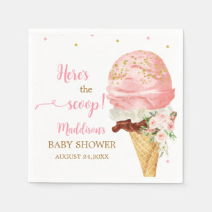 Pink Ice Cream Baby Shower  Napkin