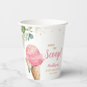 Pink Ice Cream Baby Shower Paper Cups