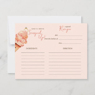 Pink Ice cream Bridal shower Recipe card