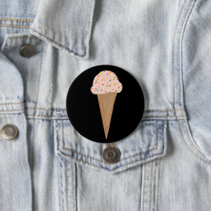 Pink Ice Cream Cone Coloured Pencil Art 7.5 Cm Round Badge