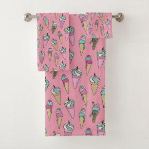 Pink Ice Cream Cone Gift pattern Bath Towel Set