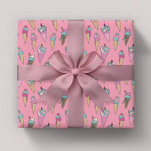 Pink Ice Cream Cone Gift pattern Wrapping Paper