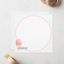 Pink ice cream cone illustration custom name