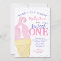 Pink Ice Cream Cone Polka Dots 1st Birthday Girl