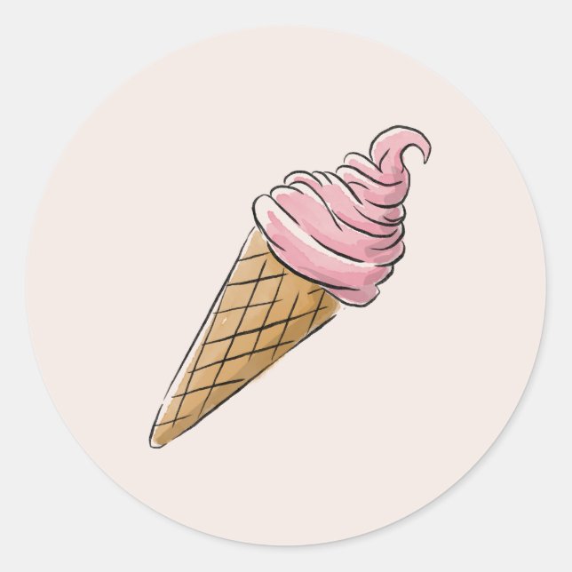Pink Ice Cream Cone Stickers (Front)