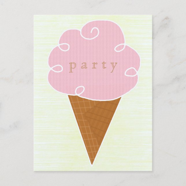 Pink Ice Cream Cone Summer Party Invitation (Front)