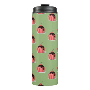 Pink ice cream cups on green