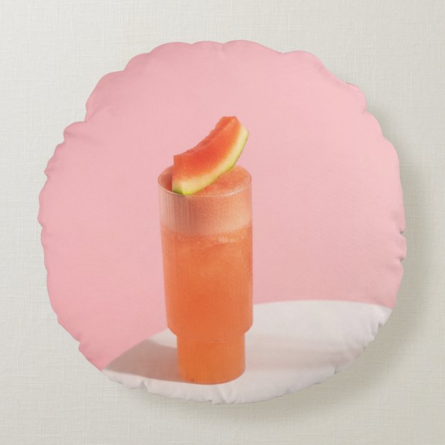 Pink ice cream on cone round cushion (Front)