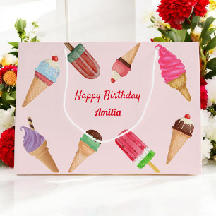 Pink Ice Cream Party Birthday Baby Shower Gift Bag