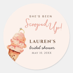 Pink Ice cream Scooped up Bridal Shower  Classic Round Sticker