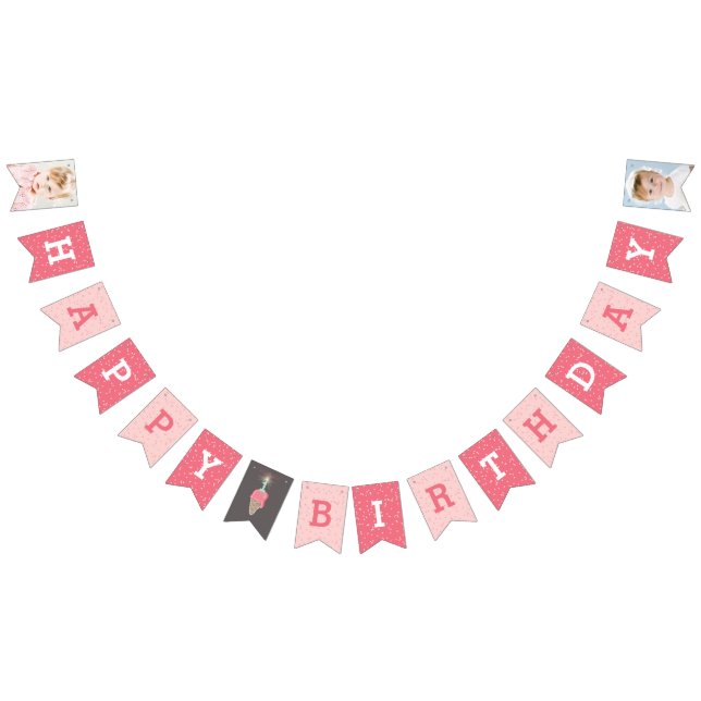 Pink Ice Cream Sparkler Happy 1st Birthday Banner (All)