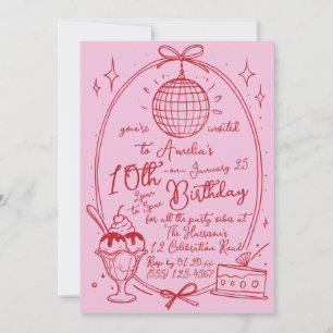 Pink Ice Cream Sundae Girl Birthday Party Invite