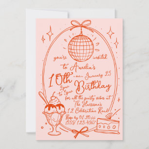 Pink Ice Cream Sundae Girl Birthday Party Invite