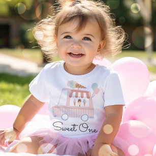 Pink Ice Cream Sweet One 1st Birthday Party Outfit Baby T-Shirt