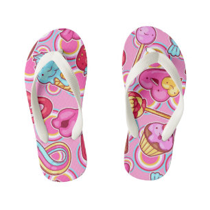 Pink Ice Cream Sweets Kid's Flip Flops