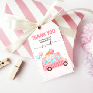 Pink Ice Cream Truck Here's The Scoop Birthday Gift Tags