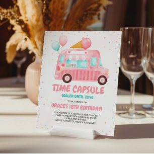 Pink Ice Cream Truck Time Capsule Sign
