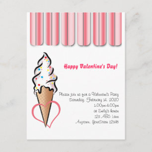 Pink Ice Cream Valentine Party Invitation