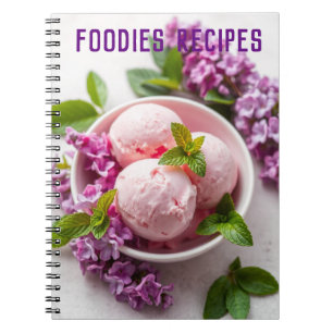 Pink Ice Cream with Lilac Flowers Foodies Recipes Notebook