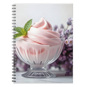 Pink Ice Cream with Lilac Flowers & Green Mint Notebook