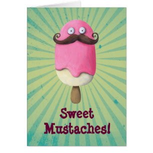 Pink Ice Cream with Moustaches