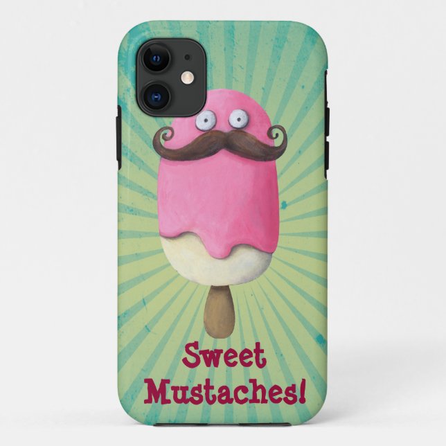 Pink Ice Cream with Moustaches Case-Mate iPhone Case (Back)