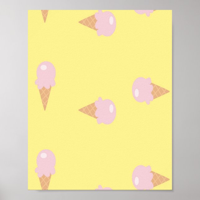Pink ice creams on yellow poster (Front)