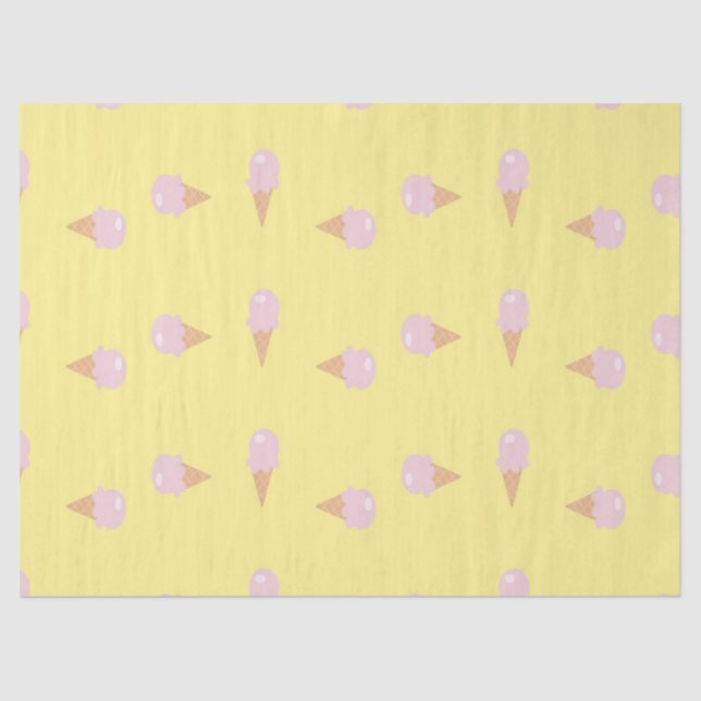Pink ice creams on yellow tissue paper (Front)