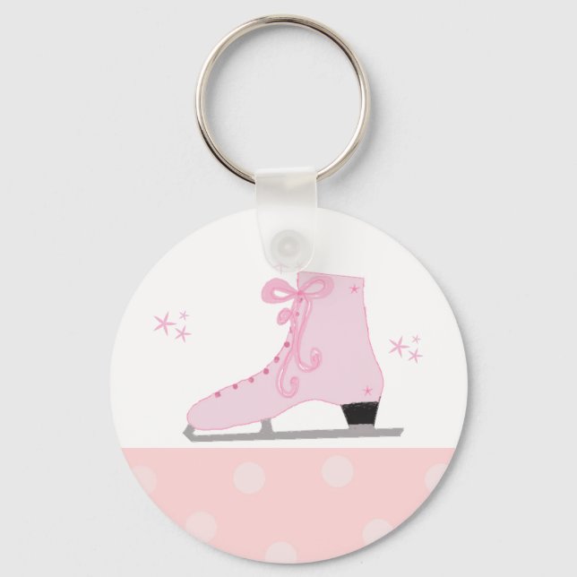 Pink Ice Skating Design Key Ring (Front)