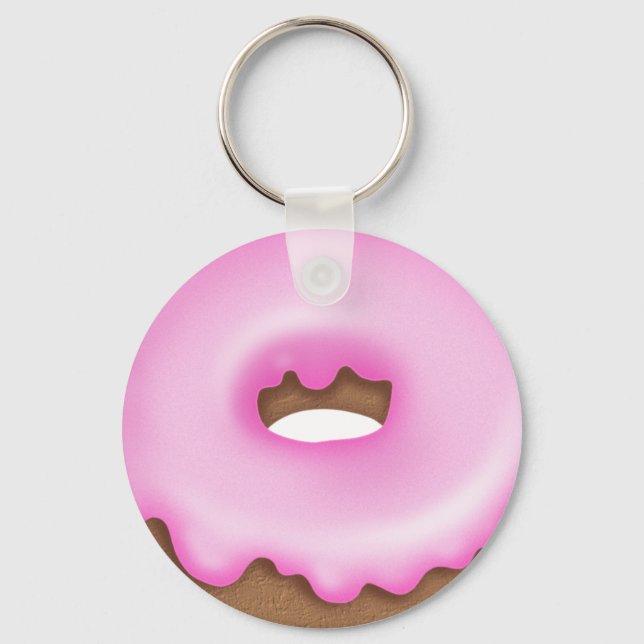 Pink iced donut bakery keychain (Front)