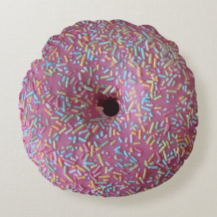 Pink iced donuts round cushion