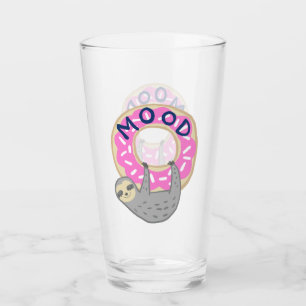 Pink Iced Doughnut Mood Sloth Glass