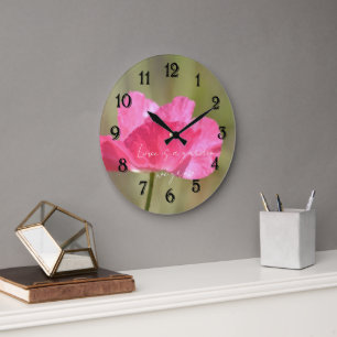 Pink Iceland Poppy Flower Photography   Large Clock
