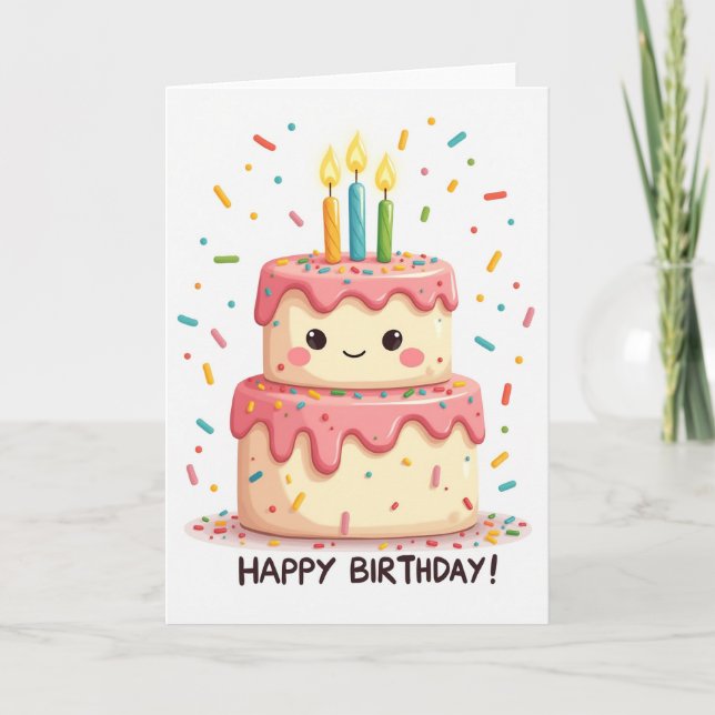 Pink Icing Birthday Treat Card (Front)