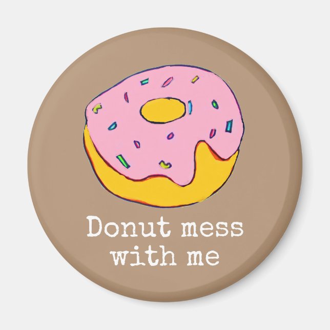 Pink icing dounut cute food art magnet (Front)