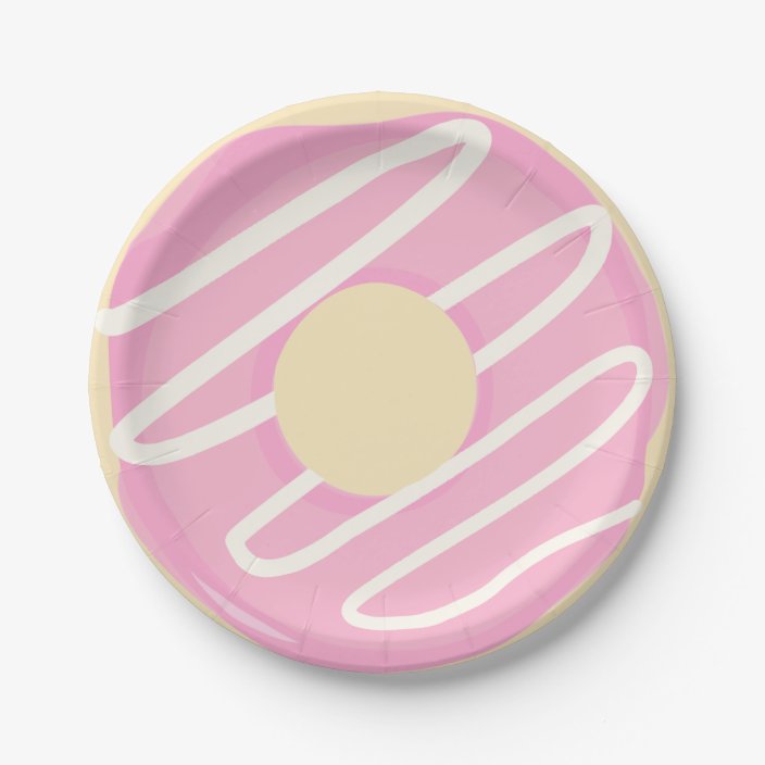 Download Pink Icing Glazed Doughnut Doughnut Paper Plate | Zazzle.co.uk