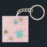 Pink Iconic Atomic Starbursts Acrylic Keychain<br><div class="desc">This Pink Iconic Atomic Starbursts Acrylic Keychain pattern features iconic atomic starbursts. That’s right! The old school, First Lady Pink coloured background with gold speckles is the perfect backdrop for the vibrant turquoise, soothing celery, and kitschy pear green coloured circles. The spots of colour are sporadically placed in various sizes...</div>