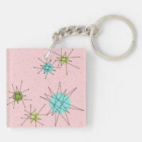 Pink Iconic Atomic Starbursts Acrylic Keychain